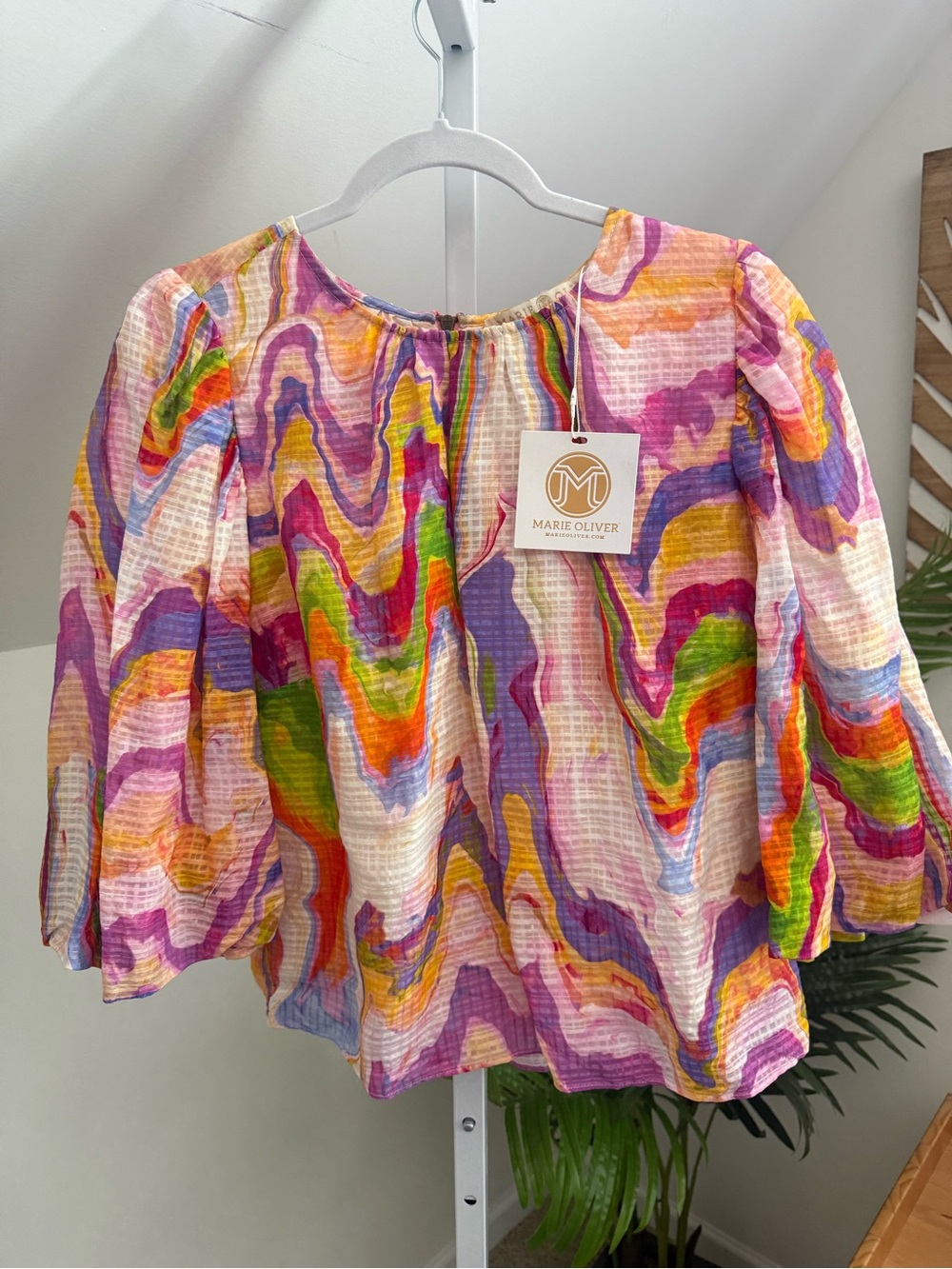 Marie Oliver Harley blouse in a vibrant pastel marble print NWT‎ Small